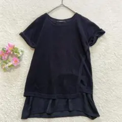 【VICKY】 レイヤード サマーニット トップス (M) 半袖 ブラックのサムネイル