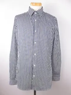 【値下げ】美品　 ザラ　長袖シャツ　ストライプ　スリムフィット　白　濃紺　XL