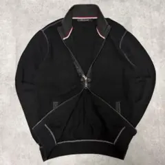 INTERMEZZO ドライバーズニット ダブルジップ コットン100 黒 Lのサムネイル