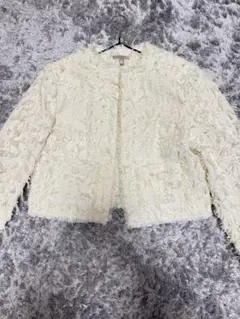 未使用H&M♡ツイードノーカラージャケット ホワイト　Sサイズ