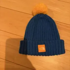 THE NORTH FACE 青 ニット帽 ポンポン付き