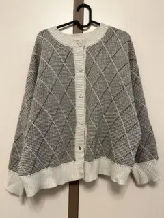 ダイヤモンドパターン ニットカーディガン