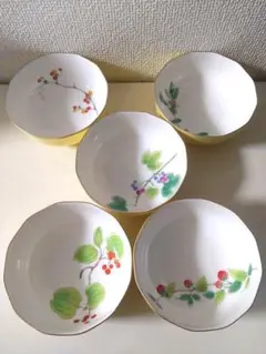 【未使用】香蘭社 山だより 小鉢揃 5客セット 有田焼 共箱・栞付き