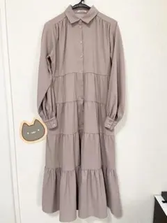 【美品】Areeam ティアードシャツワンピース　ピンクのサムネイル