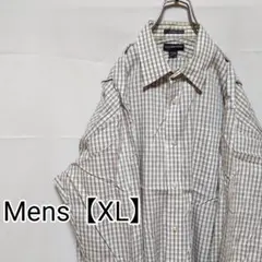 K34【US輸入】LANDS'END　長袖シャツ【メンズXL相当】チェック