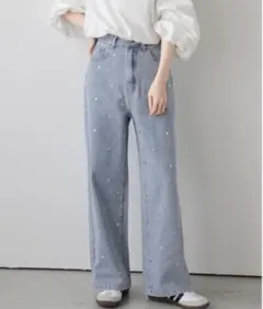 ハートモチーフ デニムパンツ