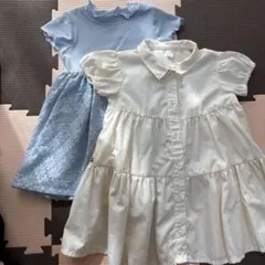 美品　アプレレクール白色 GU水色 ワンピース　80