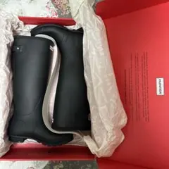 HUNTER ブラック ロングブーツ バックル付き