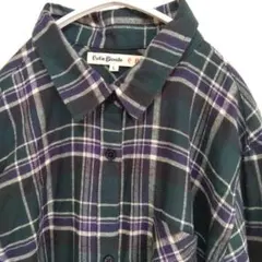 6-92　キューティーブロンド　レディース　シャツ　Ｌ　チェック　緑色