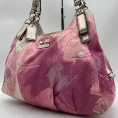 COACH POPPY スパンコール トートバッグ ピンク シグネチャー - メルカリ