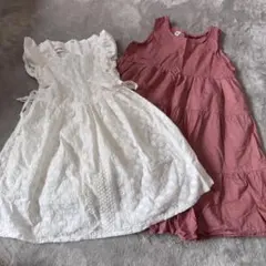 美品！ホワイトフリル ワンピース ピンクティアードワンピースセット