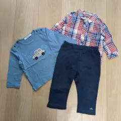 familiar 車刺繍 長袖 シャツ パンツ セット　3点