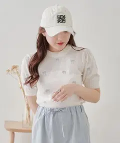 オリーブデオリーブ /リボン刺繍ニット オフホワイト F