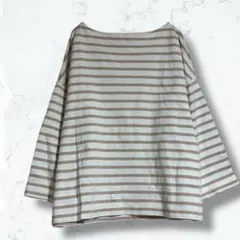 2412＊無印良品＊カットソー 白 ベージュ M-L ボートネック 長袖 春秋