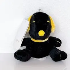スヌーピー　マスコットボールチェーン　ブラック×イエロー　ぬいぐるみ　タグ付