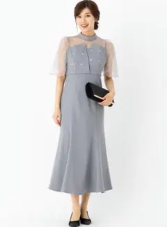 leja 花柄 スパンコールチュールオーバーラップマーメイドワンピースドレス