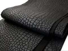 お仕立て上がり 振袖用 クロコ風 型押し柄 袋帯 日本製 ブラック　黒