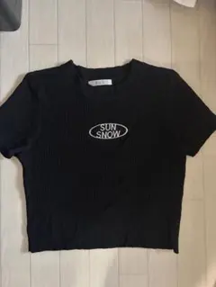 FUN ブラック 半袖 リブTシャツ