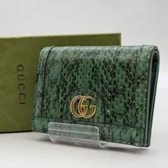 GUCCI グッチ　折り財布　マーモント　パイソン　レザー　グリーンのサムネイル