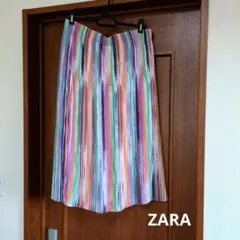 ZARA マルチカラー プリーツロングスカート