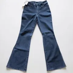 【新品】Y2K 裾スリット フレアデニム M ラインストーン 韓国系 美脚