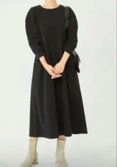 グリーンレーベルリラクシング　クレセントスリーブワンピース　サイズフリー　黒色