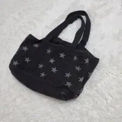 【訳アリ】星柄　トートバッグ　ブラック