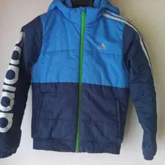 adidas フード付きダウンコート 青/紺