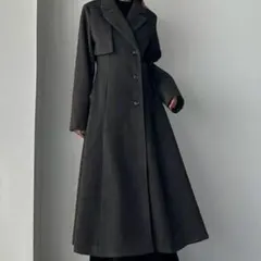 Louere ルエレ ウエストシェイプフレアチェスターコート ダークグレー