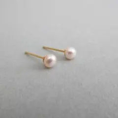 淡水パール オフィスピアス AAA 4mm サージカルステンレス316 ゴールド
