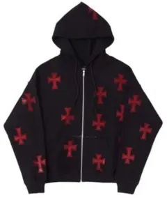 UNKNOWN 赤い十字架刺繍 パーカー UNKNOWN 赤い十字架刺繍パーカー UNKNOWN(アンノウン) / ジップ