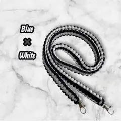 スマホショルダーストラップ 青×白　パラコード　シルバー金具　約120cm