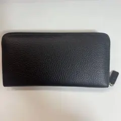 ブラックレザー長財布 ジッパー付き　レディース　メンズ