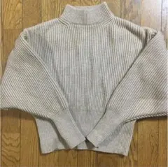 ZARA ニット セーター トップス 茶色 パフスリーブ ボリュームスリーブ