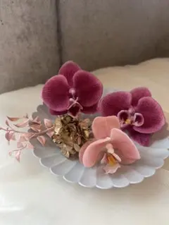 胡蝶蘭のヘッドドレス　ウェディング　ヘッドパーツ