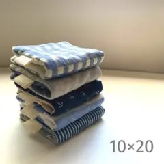 紺色チェック 8重ガーゼハンカチ ハーフ 5枚 ドット 杢糸グレー 星 ボーダー