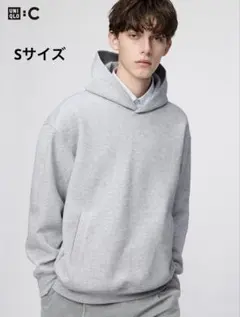 【極美品✨️】UNIQLO:Cスウェットオーバーサイズプルパーカグレー万能カラー‼️
