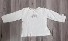 KP ウサギ刺繍付き長袖シャツ ホワイト 95センチ