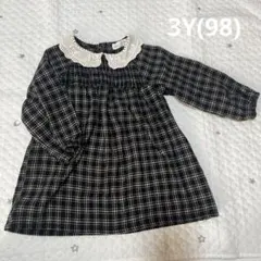 ZARA 3歳用 ワンピース 黒と白のチェック　98