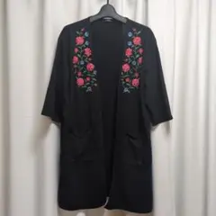 SUREVE 花柄 刺繍 カーディガン ブラック 黒 アベイル 大きいサイズのサムネイル