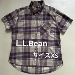 Ｌ.Ｌ.Bean チェック柄 半袖シャツ サイズXS パープル×ベージュ色のサムネイル
