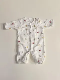 ベビー服 車 クマ ホワイト ツーウェイ ドレスオール カバーオール 綿コットン