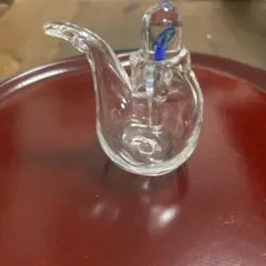 吹きガラスの小鳥の水入れ ゆらゆらガラス 古道具 硝子 花器/K111