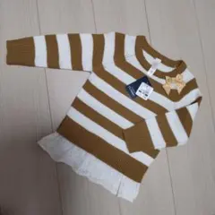 新品 西松屋 ボーダー セーター ニット トップス 黄色 イエロー ホワイト 冬