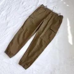 ユニクロ（L）カーゴジョガーパンツ カーキ テーパード ストレッチ 裾リブ伸縮