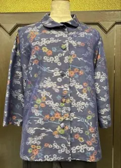⑩ 着物リメイク 華やかな花柄のブラウス ジャケット