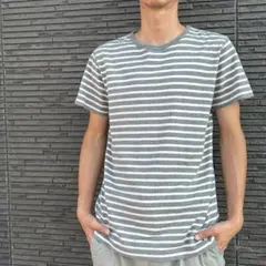 ビームスハート 半袖Tシャツ ボーダー柄 コットン グレー M｜春 カジュアル