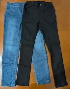 スキニーパンツ 130cm 2点セット　ブランシェス　H&M 黒　デニム