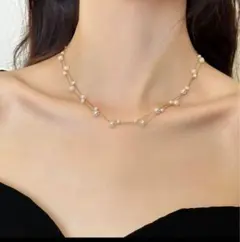 2連 ネックレス パール調 シルバー パール調ネックレス フォーマル チェーン