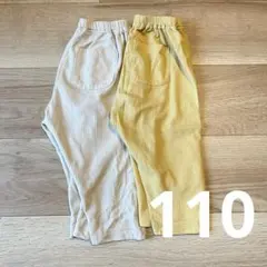 ユニクロレギンスパンツ　リブ　ストライプスパッツ 白と黄色 110cm